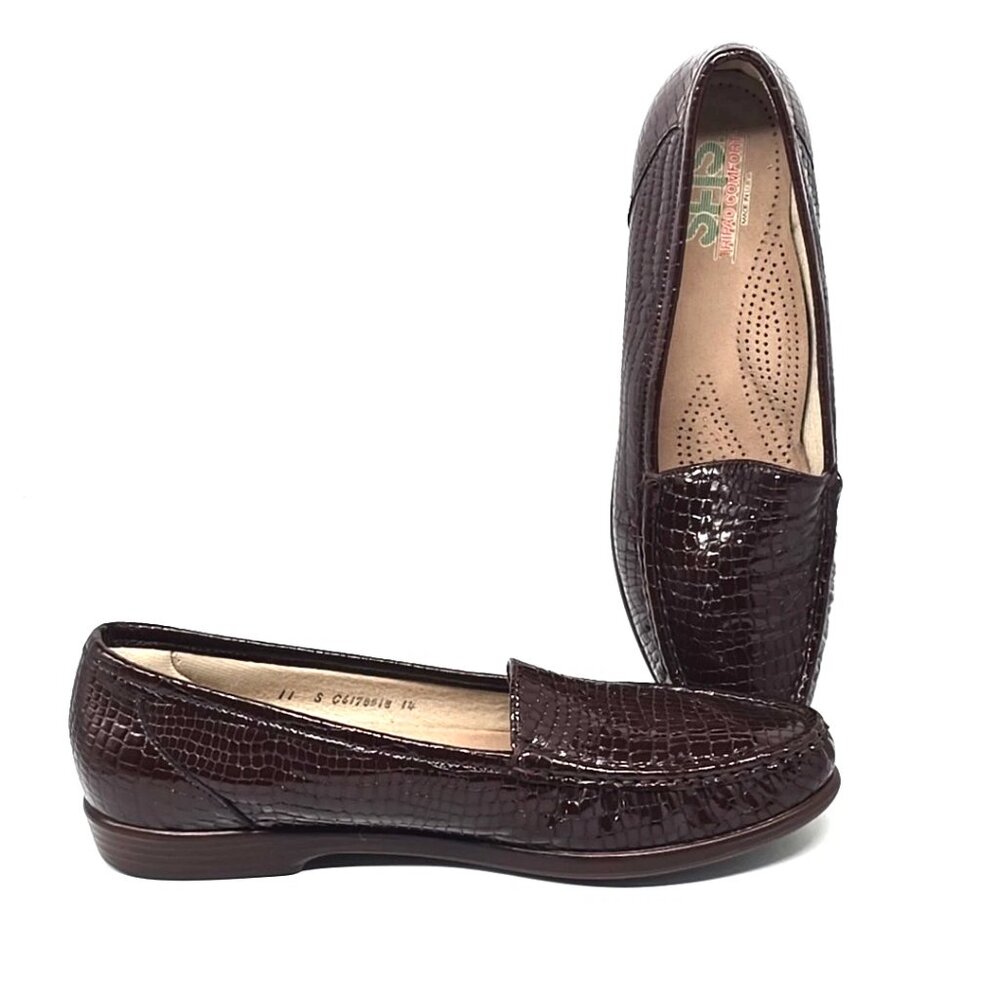 SAS Tripad Comfort Slip on Brown Crocodile Print Loafer Shoes Women's Size 11 S